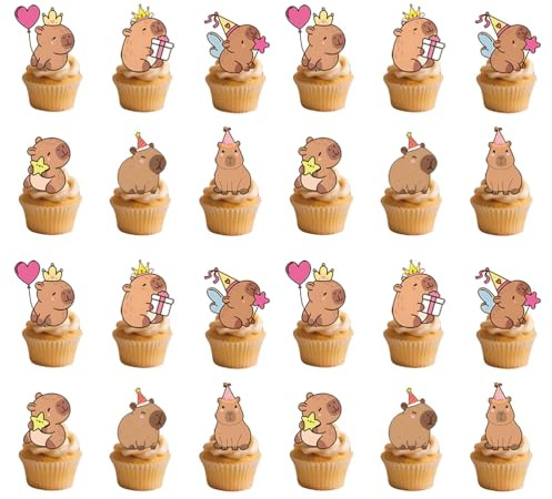 Decorazioni per cupcake Capybara, set di 24 decorazioni per torte Capybara, Capybara, per decorazioni a tema per feste, vassoi di frutta, decorazioni per torte