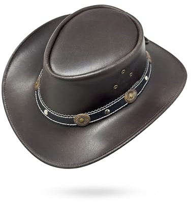 Albsales Lederhut Western Cowboy – Outdoor Hut Reiten, Wandern & Abenteuer Willow Brown