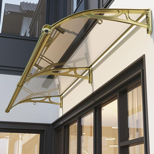 Outdoor-Markise für Haustür, Aluminium-Unterstand mit großer Spüle und transparentem Polycarbonat-Dach, Garten, Terrasse, Veranda, Markise (150 x 200 cm)