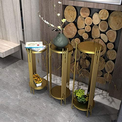 Pflanzenständer mit 2 Ebenen, modernes Blumendisplay mit goldenem Rahmen, dekoratives Regal für Zuhause, Büro, Balkon, Wohnzimmer