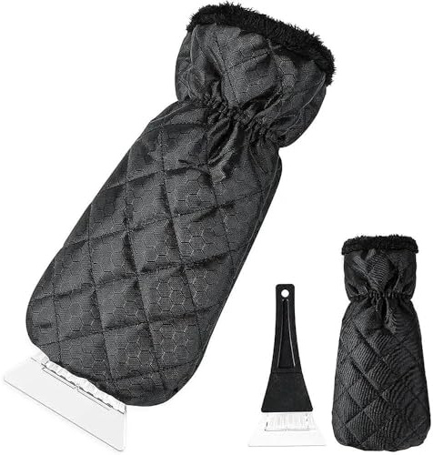 AYZDJ Gants grattoir à Glace pour Pare-Brise - Gants Thermiques imperméables avec grattoir intégré pour vitres de Voiture, Outil de dégivrage Anti-Rayures pour la Conduite hivernale