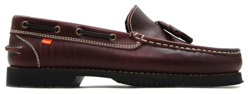 S@kut - Zapato Mocasín de Piel,Suela de Goma,tacón bajo,náutico clásico con borlas para: Hombre