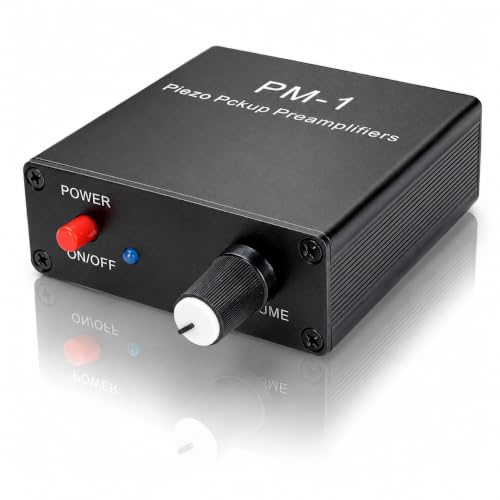 Cuifati Piezo Pickup Preamp Amplifier, Rechargeable Guitar Pickup Preamp with Low Frequency Limit, 6.35mm Cord, for Guitar, Cello, Violin, Ukulele, Mandolin