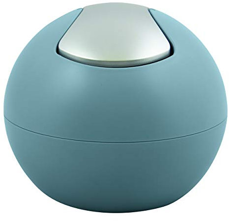 Spirella Kosmetikeimer 1 Liter Abfalleimer Schwingdeckeleimer Tischabfalleimer Bowl Blau matt, Bleu Mat