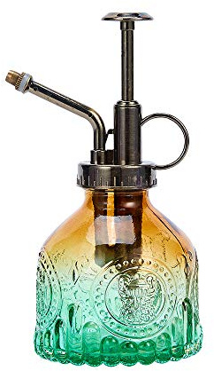 Ebristar Glass Plant Mister Spray Bottle, Vintage Plant Spritzer, Succulent Watering Bottle with Top Pump, Small Plant Sprayer Mister Watering Can for Indoor Outdoor Houseplant - Green Brown Gradient