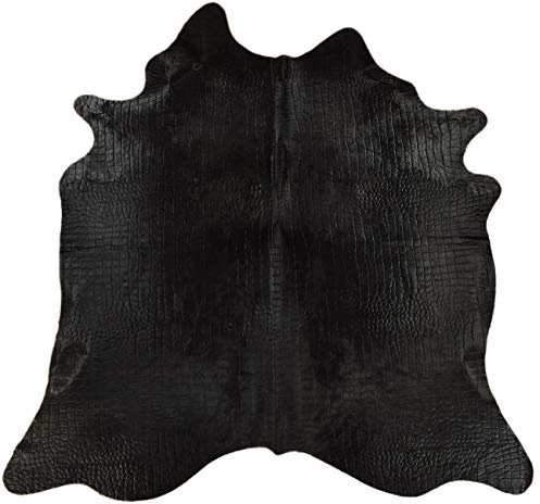 generisch KUHFELL STIERFELL SCHWARZ GEFÄRBT MIT Croco PRÄGUNG 200 x 200 cm Kuh Fell Teppich VON KUHFELLE ONLINE