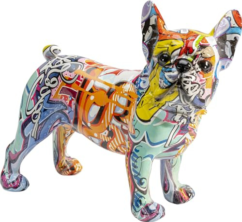 Kare Design Deko Figur Grafitti Dog, Mehrfarbig, Deko Objekt, Hunde Motiv, handgearbeitet, Unikat, 22x24x12 cm (H/B/T)