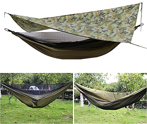 Hamaca con mosquitera y lona para tienda de campaña, hamaca de viaje, camping, jardín, hamacas impermeables para exteriores, 200 kg, capacidad de carga 290 x 140 cm