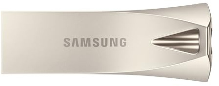 Samsung BAR Plus USB Flash Drive Type-A, 512 GB, 400 MB/s Read, 110 MB/s Write, Durable USB 3.2 Memory Stick with Key Ring, Champagne Silver, MUF-512BE3/APC