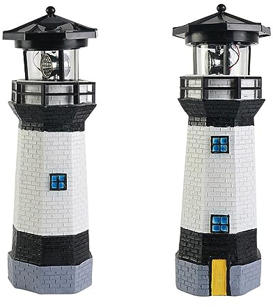 Yctze Faro Rotante Ad Energia Solare Decorazione da Giardino Red Rgy Saving R Luce per Giardino con Faro Rotante R Faro per Decorazione di Paesaggi Esterni (BLACK)