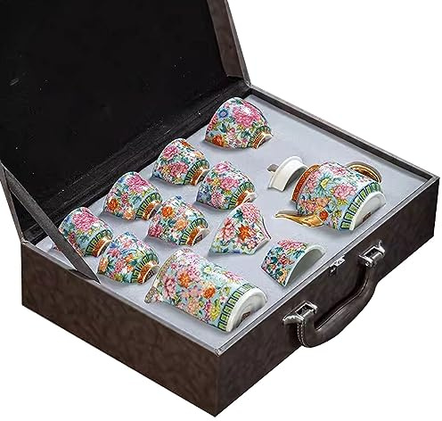 DDKYHU Juego de té japonés Juego de té Juego de té Chino Juego de té de Plata esterlina de Lujo Ligero, Juego de té de Porcelana con Esmalte Dorado Juego de té Interesante