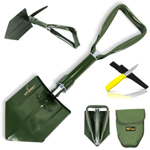 Xforst Set : KS1 Klappspaten und Outdoor Survival Messer X-K9.4 – Ideal für Bushcraft, Camping und Survival