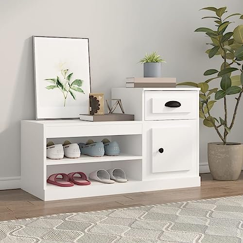 Xichuzi Schuhschrank Weiß 100x42x60 cm Holzwerkstoff, Schuhorganizer, Flurgarderobe, Shoe Cabinet, Schuh Schrank, Flurschrank, Schuhkipper, Schuhaufbewahrung