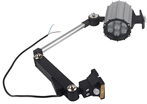 Luz de Trabajo LED, Focos de Luz de Inundación Ajustables de Brazo Largo, Lámpara de Luz de Trabajo Impermeable con Fijación de Tornillo para Fresadora CNC de Torno (Plata Negro)
