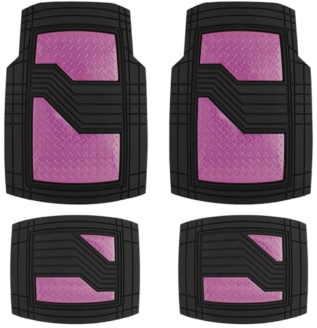 S SUMEX Alfombrillas de Goma Universales para Coche Alfombras Antideslizante Alfombrillas Automóvil Recortables Delanteras 70 x 50 cm Traseras 40 x 47,50 cm Color Rosa Metalizado