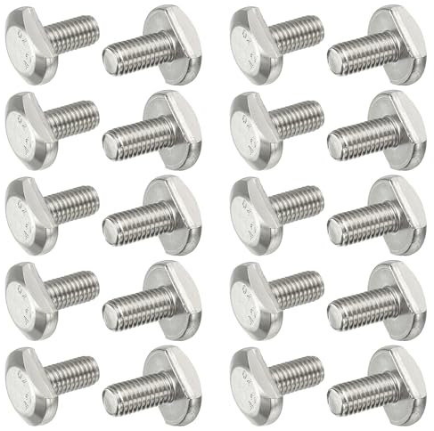 PATIKIL Tornillos De Ranura En T M8 X 16 Mm, 20 Pcs Acero Inoxidable 304 Tornillo De Inserción En T Pernos Deslizantes Roscado Métrico Cabeza De Martillo Para Riel En T, Plateado