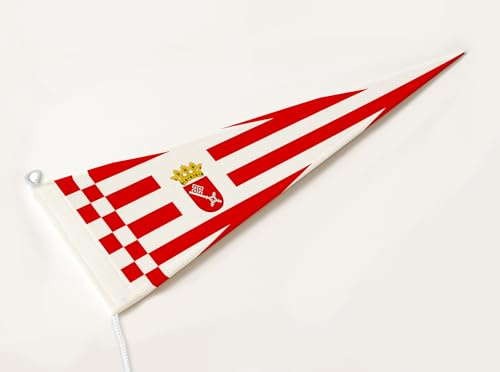 FLAGLY Premium långvimpel Bremen 115 g/m² tygvikt, robust och väderbeständig glans polyester – vimpelbromsar, flaggstång tillbehör (150 x 40 cm)