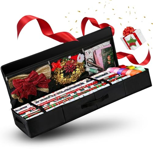 YAMAIDUO Papel de regalo, resistente al agua, resistente al desgarro, organizador de papel de regalo 600D Oxford con compartimentos adicionales, 90 x 30 x 12 cm