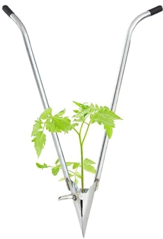 Herramienta manual para plantar, plantador manual de acero inoxidable – Ayuda de jardín multifuncional con mango ergonómico para hortalizas, bulbos y árboles frutales