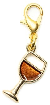 Miniblings Weinglas Charm Anhänger Getränk Drink Wein vergoldet orange - Handmade Modeschmuck | Kettenanhänger vergoldet - Bettelanhänger Bettelarmband - Anhänger für Armband
