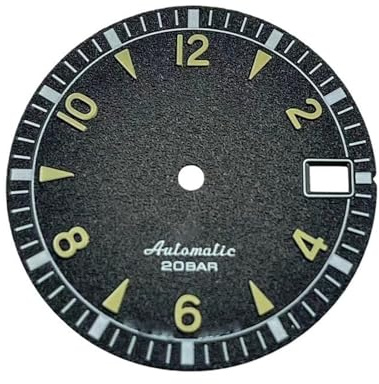 Saharuse Accesorios for Reloj Digital Vintage, Esfera Luminosa Verde con Logotipo S de 28,5mm for Calibre NH35/NH36, 1 ud