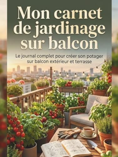 Mon carnet de jardinage sur balcon: Le journal complet pour créer son potager sur balcon extérieur et terrasse