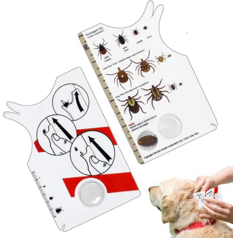 Msjuwek 3 Packs Tick Remover Card with Magnifying Glass, Portable Tick Removal Tool for Dogs, Cats and Humans, Easy to Use Plastic Tick Catcher Kit for Outdoor Activities