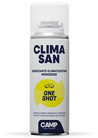 CAMP CLIMASAN One-Shot, Désinfectant monodose pour climatiseurs de Voiture, Désinfecte en Profondeur Le système et l'habitacle, Neutralise Les odeurs désagréables, 200 ML