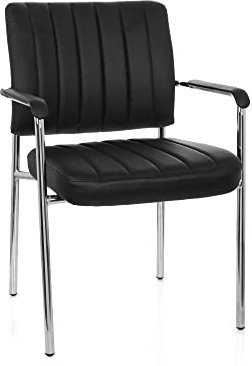 hjh OFFICE 706802 Besucherstuhl SOMOS V Kunstleder Schwarz/Chrom Design Konferenzstuhl mit Armlehnen