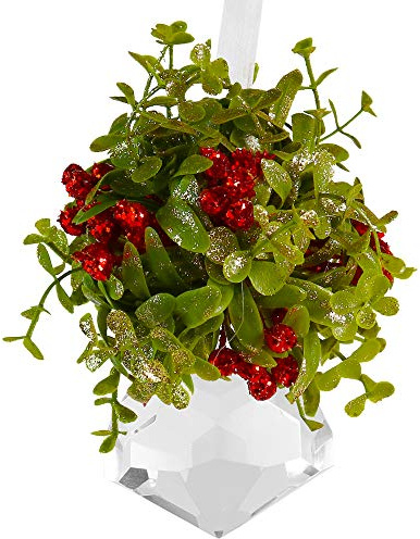Ornativity Mistletoe Crystal Hanging Ornament - Christmas Kissing Acrylic Holiday Decoration