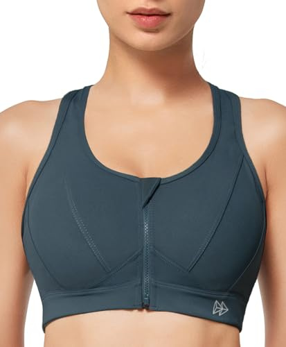 Yvette Sport BH Starker Halt Vorderverschluss | Mesh Ringerrücken,Große Größen,eingenähte Cups,für Lauf Joggen Reiten
