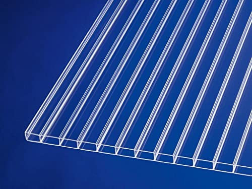 Stegplatte aus Polycarbonat |Doppelstegplatte| longlife Deluxe| 16mm stark |klar | Hagelsicher bis 40mm Hagelkorndurchmesser |Steg 2 Fach | 16/32 980mm x 4000mm (B x T)