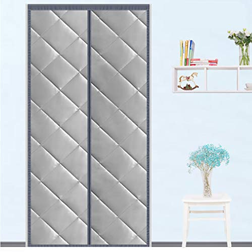 HMHD Wärmeschutzvorhang Tür, Winddicht Gegen kalte Zugluft Türvorhang Automatischer Verschluss Magnetische Adsorption, für Kinderzimmer, Terrassentür -Gray-70x220CM
