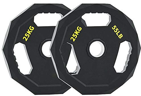 Hantel-Hantelscheiben aus Stahlguss, Mattes PEV-Material Langhantelscheiben-Bruch- und Wechselplatten FüR Das Bodybuilding-Gewichtheben/Schwarz / 2x25KG