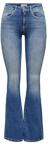 Only Vaqueros Acampanados para Mujer ONLBLUSH Cintura Media Acampanada, Medio De Mezclilla Azul, XS / 30L