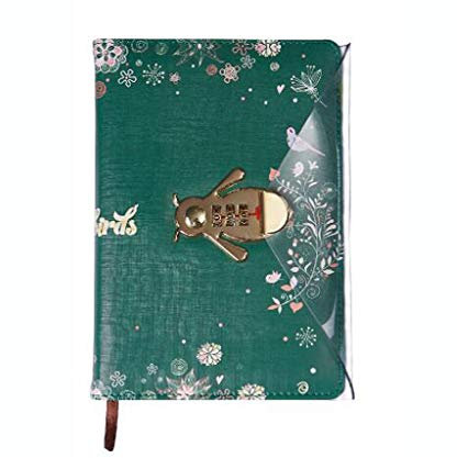 BDPP Journal Notizbuch Journal Creative Passwort Notebook personalisierte Notizblock Student Handkonto Notebook Briefpapier Retro Golden Sperre Reise Tagebuch Schulbürogeschäft (Color : Green)
