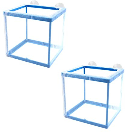 AQUANEAT Fish Tank Breeder 2 pcs Small Mesh Net Fry Saver Aquarium Spawn Hatchery Isolation with Suction Cups