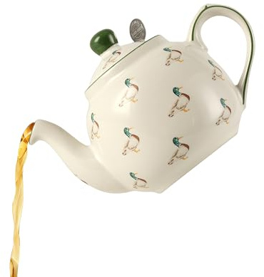 London Pottery Tetera con diseño de animales de granja para té de hojas sueltas, blanco con ilustración de animales (pato, 2 tazas (600 ml))