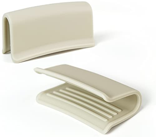 Carrotez Silicone Pot Holders, Heat Resistant Pot Handle Covers for Kitchen, Accessories for Cast Iron or Ceramic Dutch Ovens, 1 Pair (2 pcs) - Cream