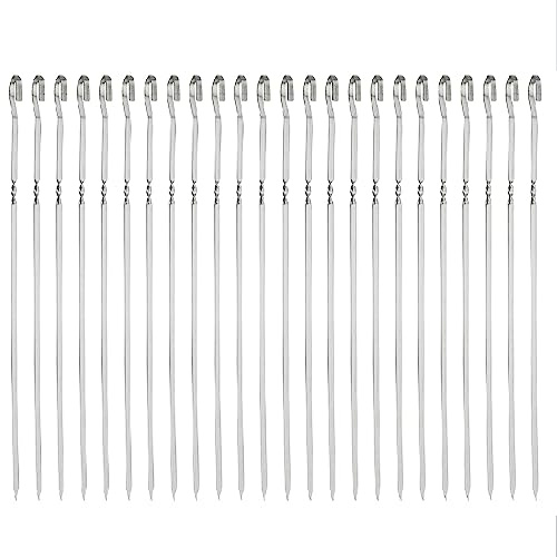 SagaSave 24 pezzi di spiedini per griglia, spiedini per barbecue in acciaio inox, strumenti per griglia riutilizzabili per barbecue all'aperto, riunioni di famiglia, picnic e campeggio (40 cm/15,7