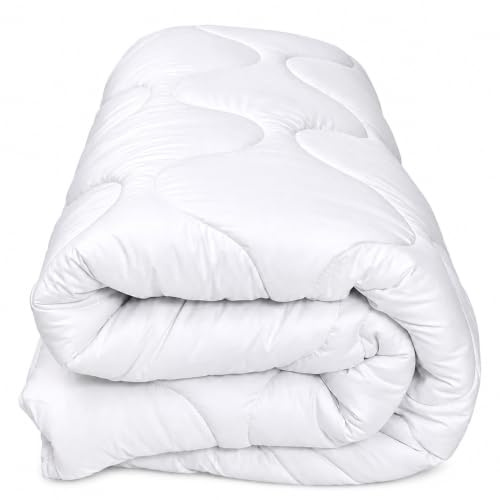 YONNKITEXX HOME Winter-Bettdecke 200 x 220 cm, warm, weiche Mikrofaser | 2000g Füllung, silikonisierte HCS-Polyesterfasern, Weiß, trocknergeeignet , 95 °C waschbar