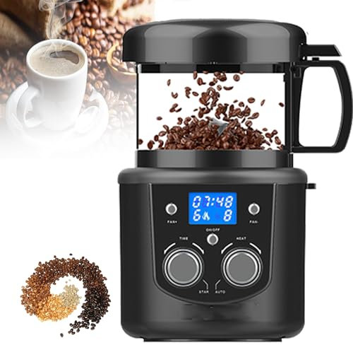 100g Household Coffee Roasters Machine,1400W 2 In1 Automatic Coffee Bean Roaster w/Cooling Function,2 Roasting Modes+ 8 Baking Gears + 15 min Timer,Bean Shell Separated Basket