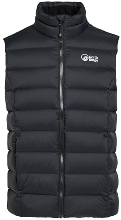 NORTH RIDGE Men’s Tech Down Gilet with 90/10 Duck Down & 2 Zipped Pockets, Insulated, Durable & Water Resistant Bodywarmer (UK, Alpha, M, Regular, Regular, Black)