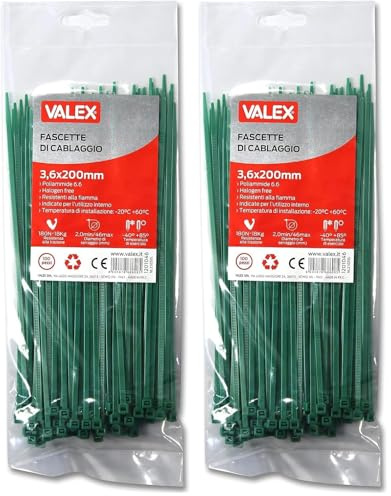 Fascette di cablaggio verdi Valex (Confezione da 2)