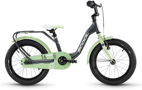 S’COOL niXe Kinderfahrrad 16 Zoll / 18 Zoll – Mädchenfahrrad mit ergonomischer Sitzposition – hochwertige Komponenten – für Kinder ca. 4–7 J. – Körpergröße ca. 100–120 cm
