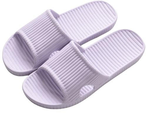 Czgcpyc duschsandaler, duschtofflor, halkfria inomhus- och utomhusgolvsandaler, mjuka skumtyger, badskor, unisex, lila, 39/40 EU