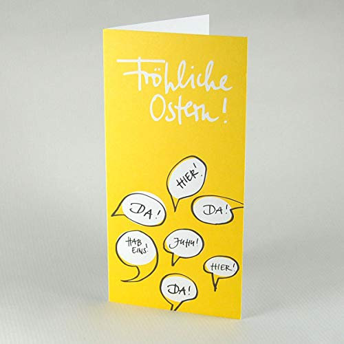 Kettcards Da! Hier! Hab eins! Juhu! - witzige Recycling-Osterkarte mit haftklebendem Recycling-Kuvert (Enviro), Design: Susanne Bindner