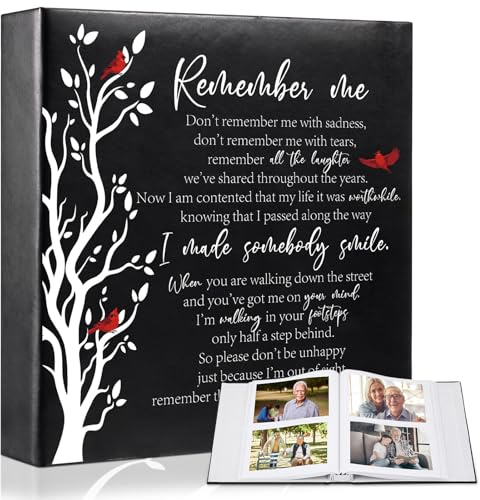 ReliThick Cardinal Funeral Photo Album 4 x 6 Inch 200 Blank Pages Memorial Leather Memory Album Scrapbook for Memorial Service Celebration of Life Decor in Loving Party Supply(Remember Me)