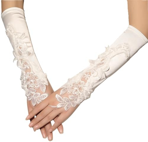KSJEHW Guanti lunghi da donna in raso bianco per opera, ballo, sposa, feste - eleganza senza tempo（Bianco）