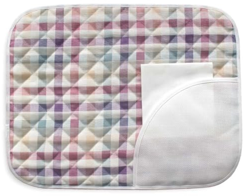 Tovaglietta americana in tessuto riciclato da ricamare a punto croce, Tovaglietta con tela aida, Tovaglietta colazione da ricamare in tessuto scozzese riciclato (05 Rosa)